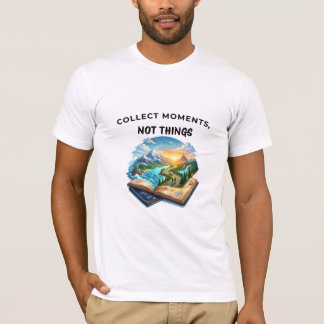 Camiseta Cole Momentos Não Coisas | Citação de Viagem de Av
