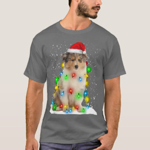 Camiseta Cole Rough Collie Natal Luz Pijama Cachorro Natal