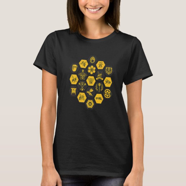 Camiseta Coleção De Abelhas De Símbolos Representativos De  (Frente)
