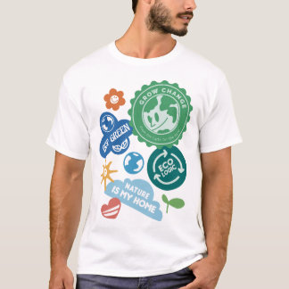 Camiseta Coleção de Adesivos Ecológicos