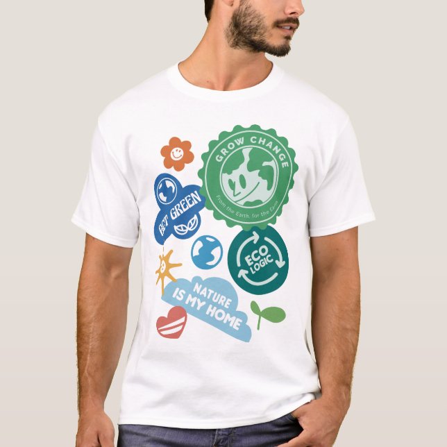 Camiseta Coleção de Adesivos Ecológicos (Frente)