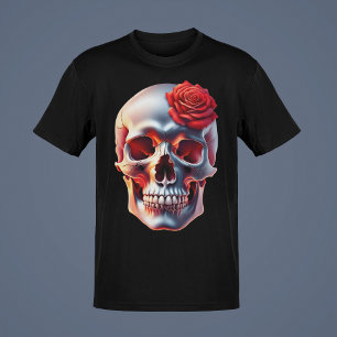 Camiseta Coleção de Arte Colorida de Caveiras com Cobras ou