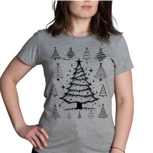 Camiseta Coleção de Árvore de Natal Doodle