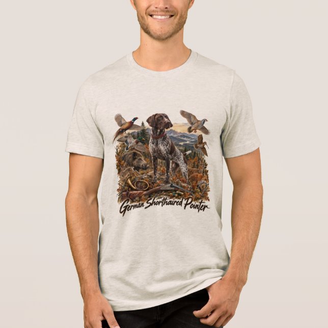 Camiseta Coleção de Caça do Pointer de Pelo Curto Alemão (Frente)