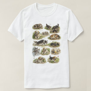 Camiseta Coleção de Cães Desenhados à Mão Vintage
