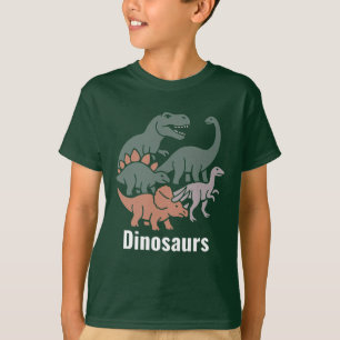 Camiseta Coleção de Dinossauros de Desenho Animado