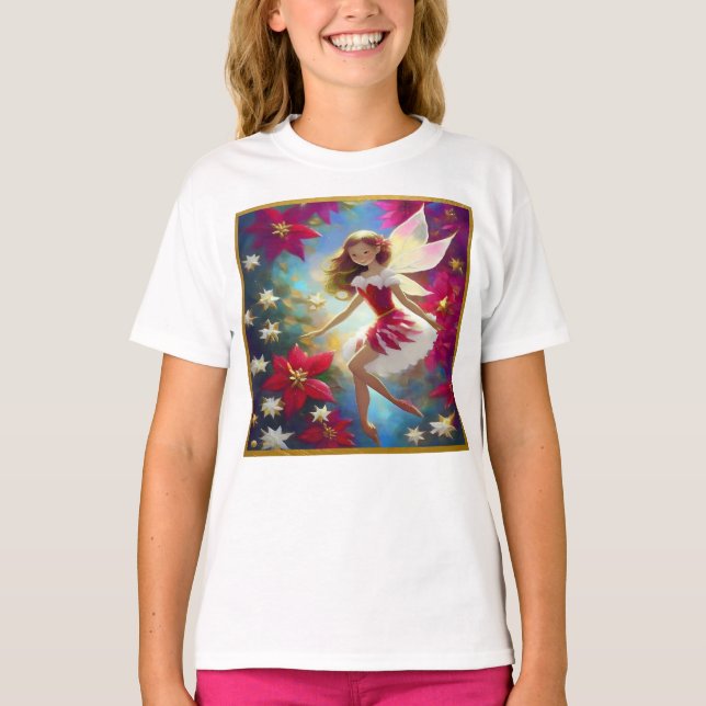 Camiseta Coleção de Fadas de Natal - Cabelo Ginger de Cobre (Frente)
