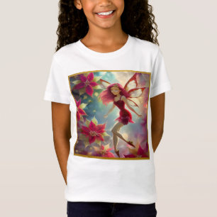Camiseta Coleção de Fadas de Natal - Cabelo Vermelho Rosa