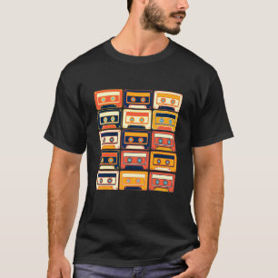 Camiseta Coleção de Fitas Cassete Antigas Música dos Anos 8