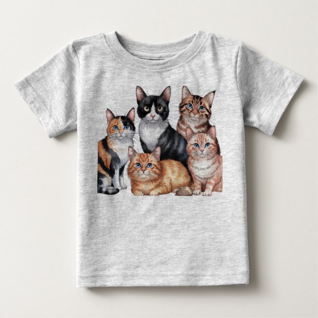 Camiseta Coleção de Gats ‏ Watercolor (Frente)