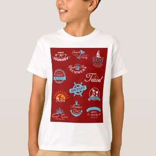 Camiseta Coleção de Insígnia de Viagem Náutica Vintage