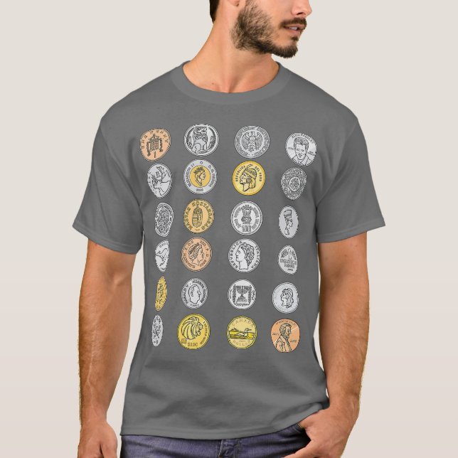Camiseta Coleção De Moedas Para Coletor De Moedas Numismati (Frente)