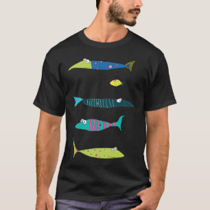 Camiseta coleção de peixes engraçados