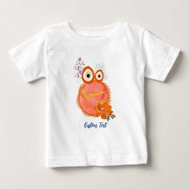 Camiseta Coleção de Pequenos Caras Lindos Laranja com Texto (Frente)