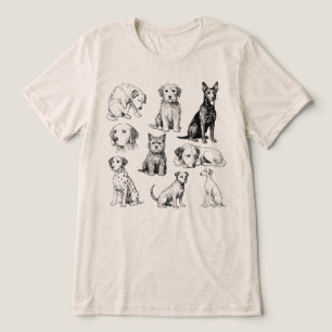 Camiseta Coleção de Raças de Cães Antigos Desenho de Cachor
