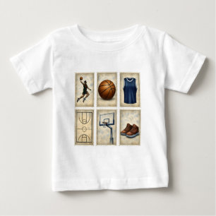 Camiseta Coleção de Selos de Basquetebol Vintage