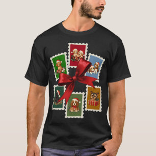 Camiseta Coleção de Selos de Cachorrinhos de Natal