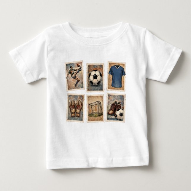 Camiseta Coleção de Selos de Futebol Antigo (Frente)