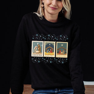 Camiseta Coleção de Selos de Natal Vintage Natividade