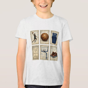 Camiseta Coleção de Selos Esportivos de Basquetebol Vintage