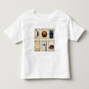 Camiseta Coleção de Selos Esportivos de Basquetebol Vintage
