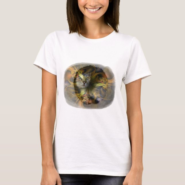 Camiseta Coleção do presente do gatinho do espaço do brilho (Frente)