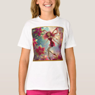 Camiseta Coleção Fada de Natal - Cabelo Vermelho Rosa