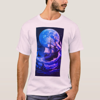 Camiseta Coleção Mística de Mares Ligados: Sereia e Navio