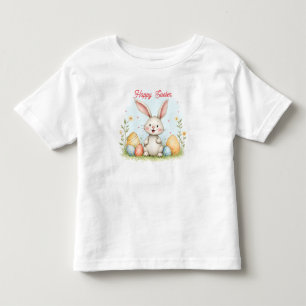 Camiseta Coleção Moderna de Coelhinho da Páscoa Fofo e Ovos