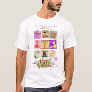 Camiseta Coleções de Carimbo de Halloween com texto em um