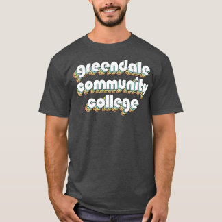 Camiseta Colégio comunitário Greendale Retro Rainbow Typogr