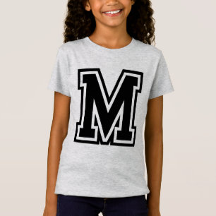 Camiseta Colégio Preto da Vintage Monograma M Inicial