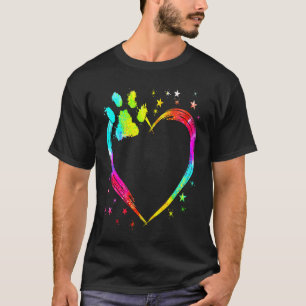 Camiseta Coleira Tie Dye de Coração e Pata para Cães e Gato
