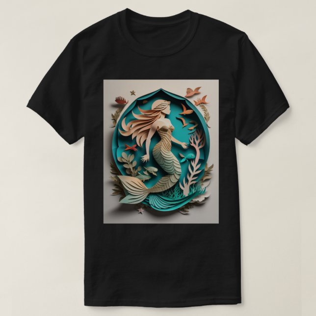 Camiseta Coleta de Design de Arte Mermaid Paper (Frente do Design)