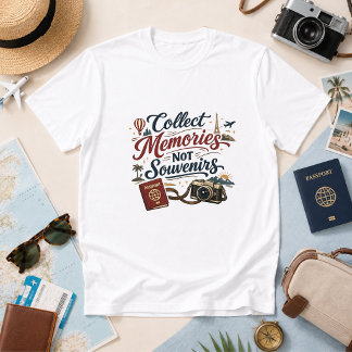Camiseta Coletar Memórias, Não Lembranças de Viagem Humor