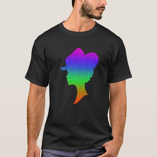 Camiseta Coletar Sombras De Chapéus Em Cor Do Arco-Íris (Frente)