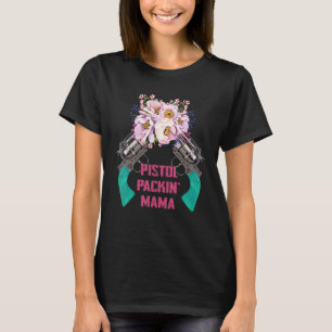 Camiseta Colete de Mãe Empunhando Pistola com Chapéu de Cow