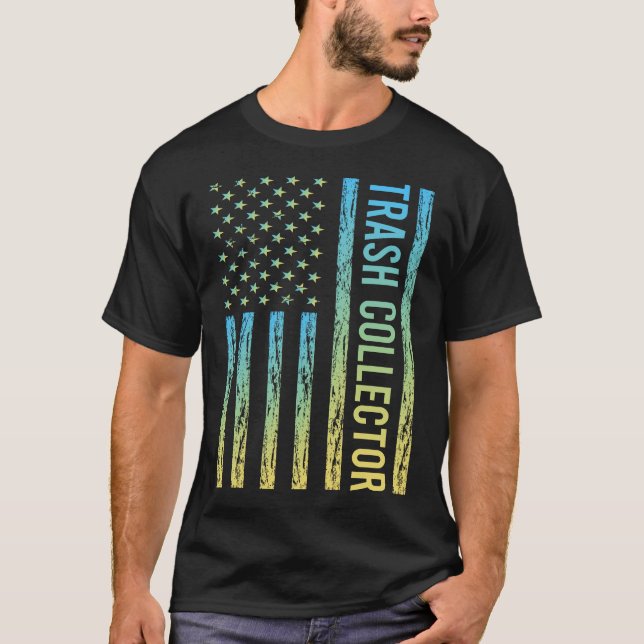 Camiseta Coletor de Lixo Azul Amarelo (Frente)