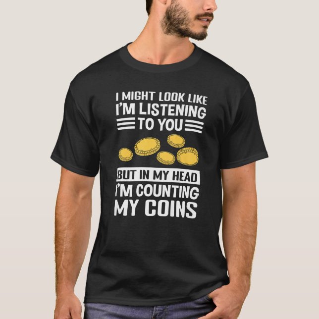 Camiseta Coletor de Moedas e Coleção de Moedas Numismáticos (Frente)
