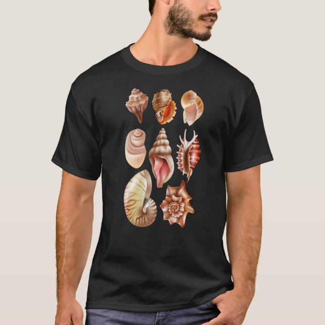 Camiseta Coletor de Seashell de Praia Shelling Seashells (Frente)