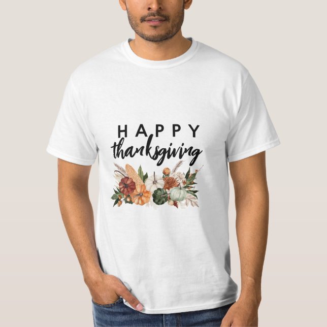 Camiseta colheita de abóbora aquática feliz ação de graças (Frente)
