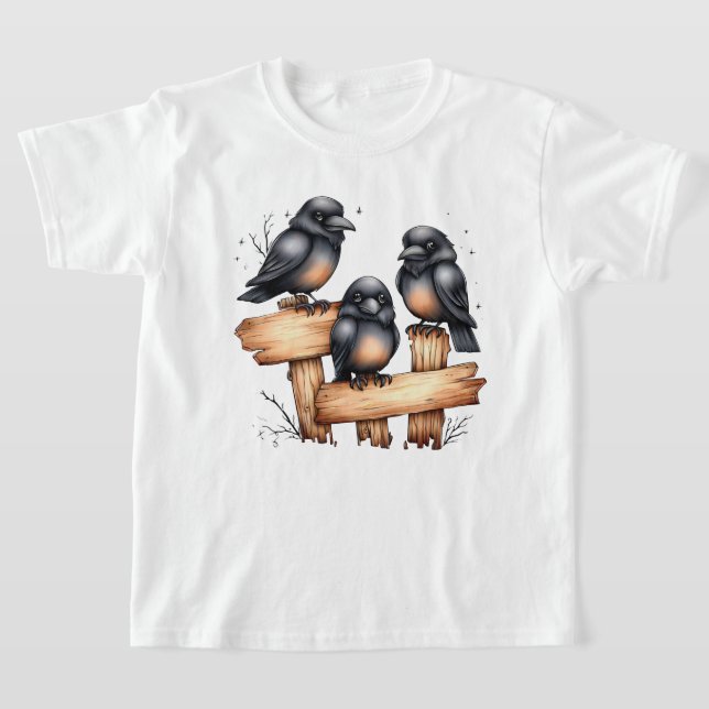 Camiseta Colheita de Outono Corvos Fofos (Postura )
