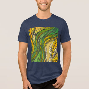 Camiseta Colheita de Seda Verde Ouro masculino"