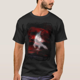 Camiseta Colheita Fantasma Spooky com Céu Vermelho, Nuvens 