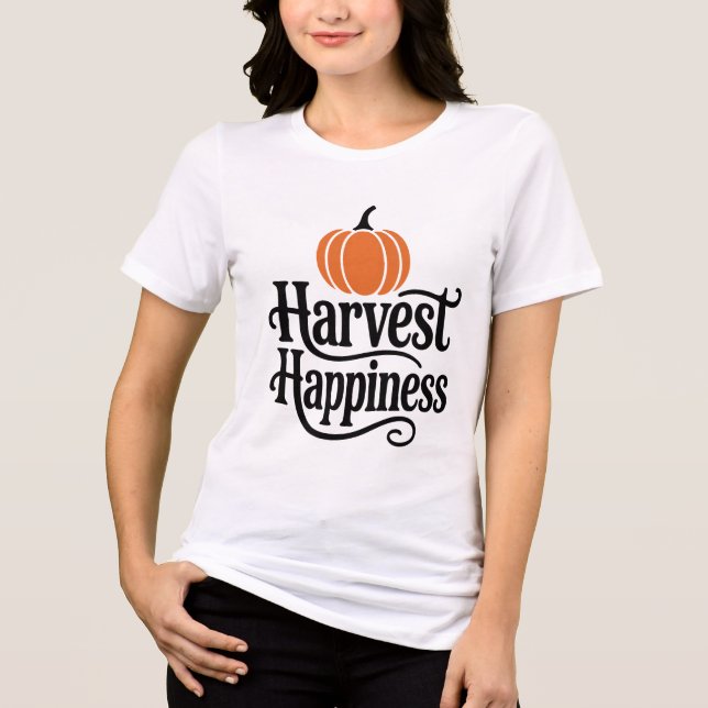 Camiseta Colheita Felicidade Autumn Pumpkin Celebração (Frente)