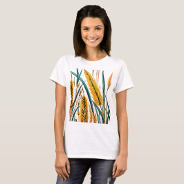 Camiseta Colheita Harmonia: Um Padrão de Trigo em uma Tela 