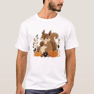 Camiseta Colheita Maluca Tesouro de Outono do Esquilo Cláss