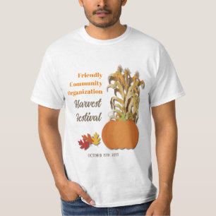 Camiseta Colheita Pumpkin Corn Stalks outono outono