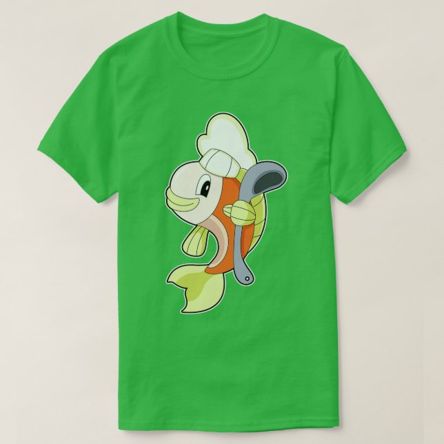 Camiseta Colheres de Cozinhar de Cozinha de Peixe (Frente do Design)