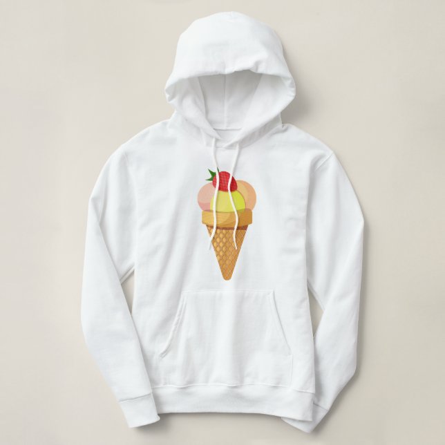 Camiseta Colheres de sorvete e morango em bolos de waffle (Frente do Design)